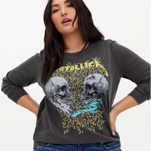 TORRID Metallica Skull Grey Mineral Wash Pullover Sweatshirt